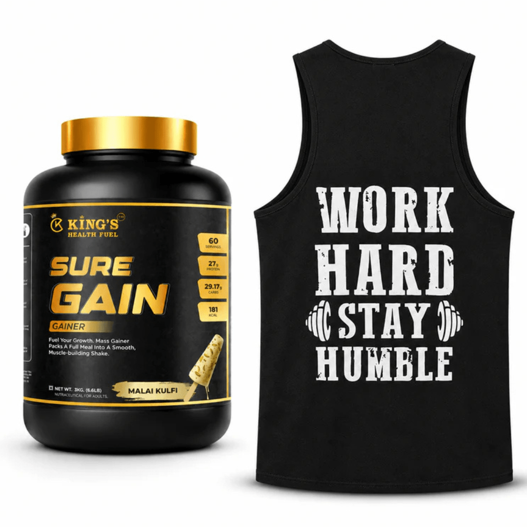 Mass Gainer + Free Gym Vest Combo – High-Calorie Weight Gain Value Pack | KHF - Kings Health Fuel
