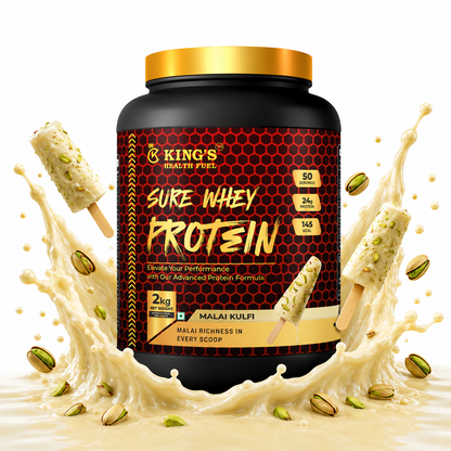 Kings Health Fuel Sure Whey Protein Malai Kulfi 2kg 24g protein per scoop