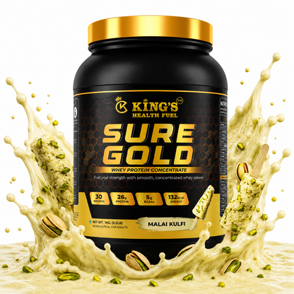 Kings Health Fuel Sure Gold Whey Concentrate Malai kulfi 1kg pack front