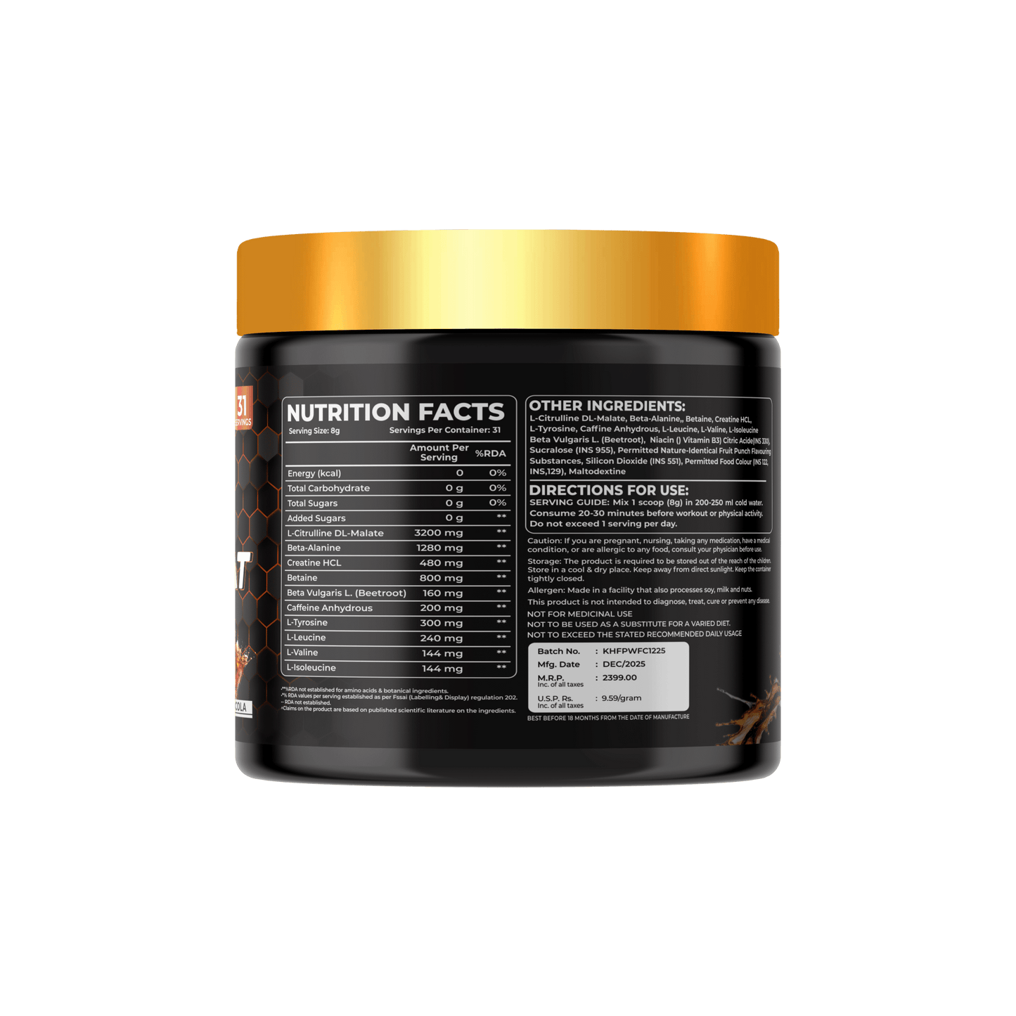 Kings Health Fuel Pre Heat Pre Workout Green Apple 250g pack front