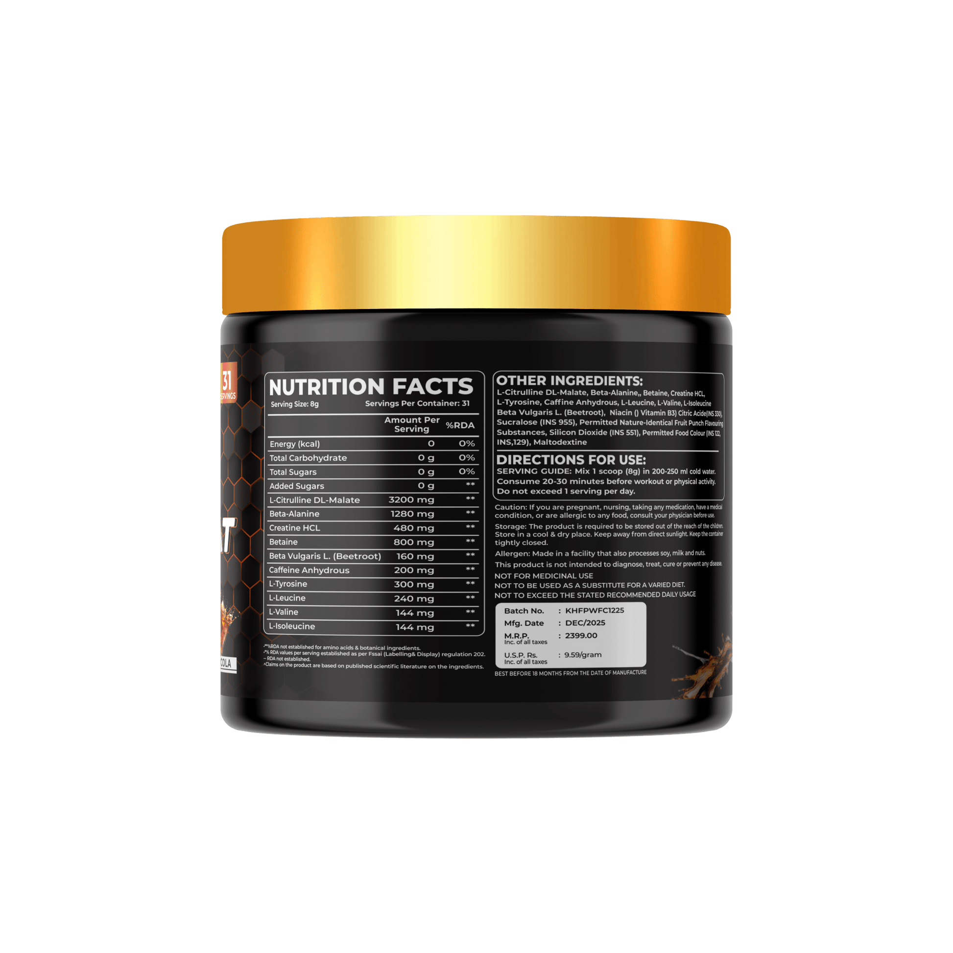 Kings Health Fuel Pre Heat Pre Workout Green Apple 250g pack front