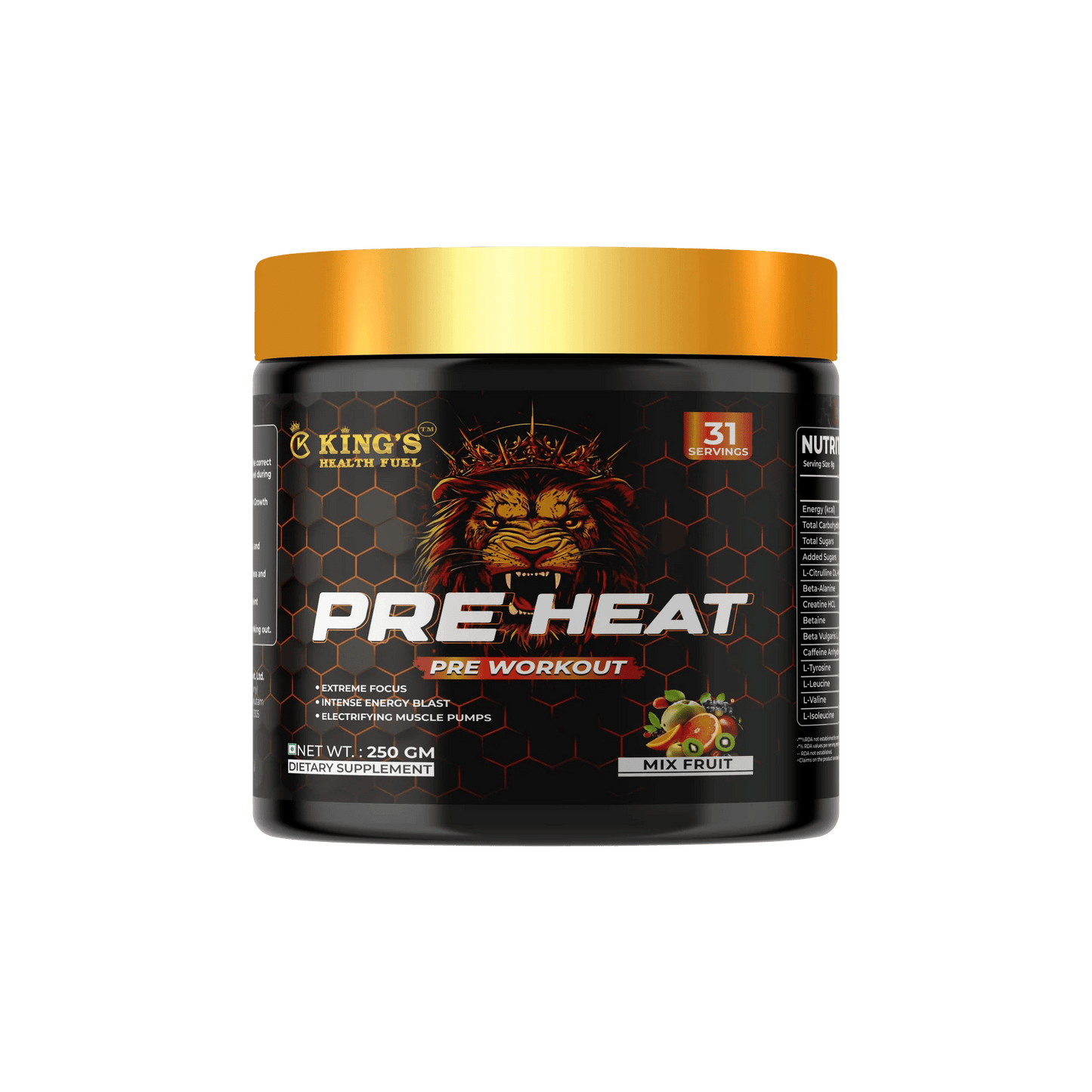Kings Health Fuel Pre Heat Pre Workout Green Apple 250g pack front