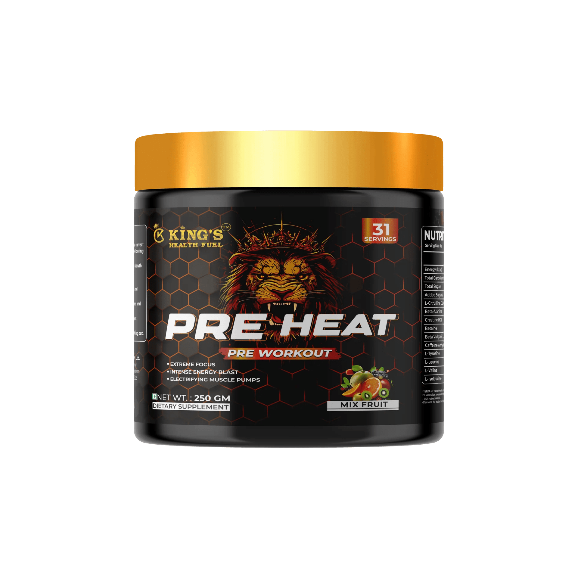 Kings Health Fuel Pre Heat Pre Workout Green Apple 250g pack front