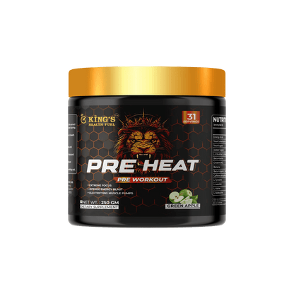 Kings Health Fuel Pre Heat Pre Workout Green Apple 250g pack front