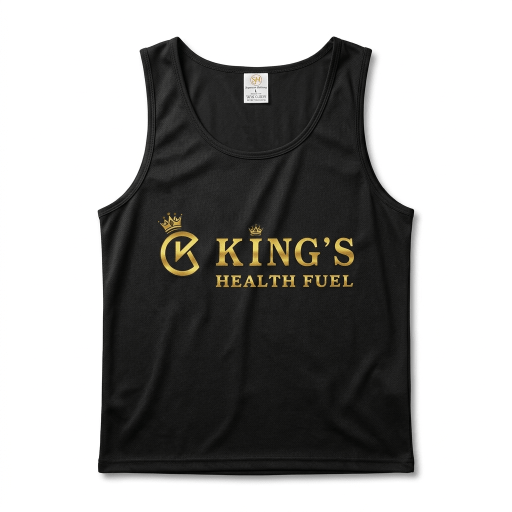 Kings Health Fuel Gym Vest for Men Black Sandow Workout Tank front view