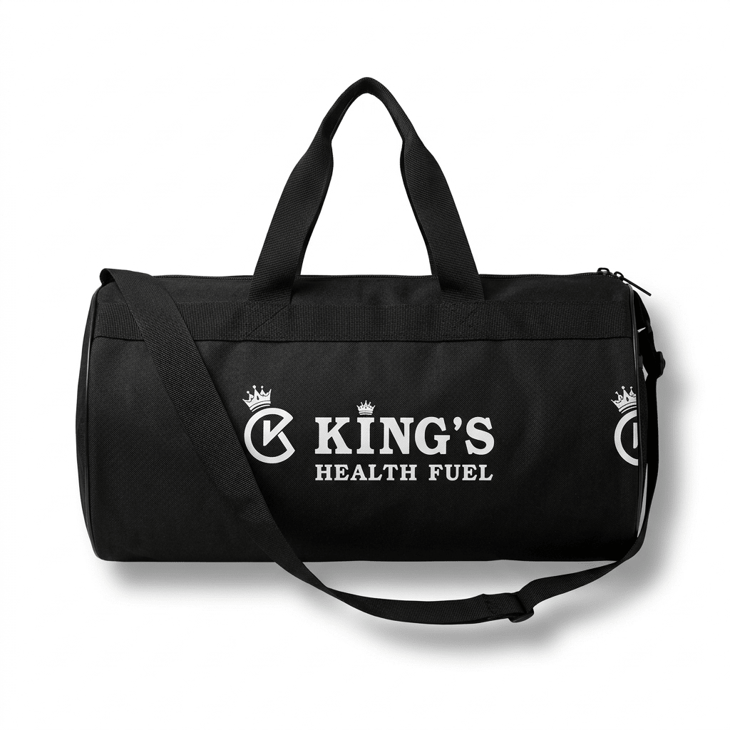 Kings Health Fuel Multi Pocket Gym Bag Black Spacious Durable Fitness Duffel