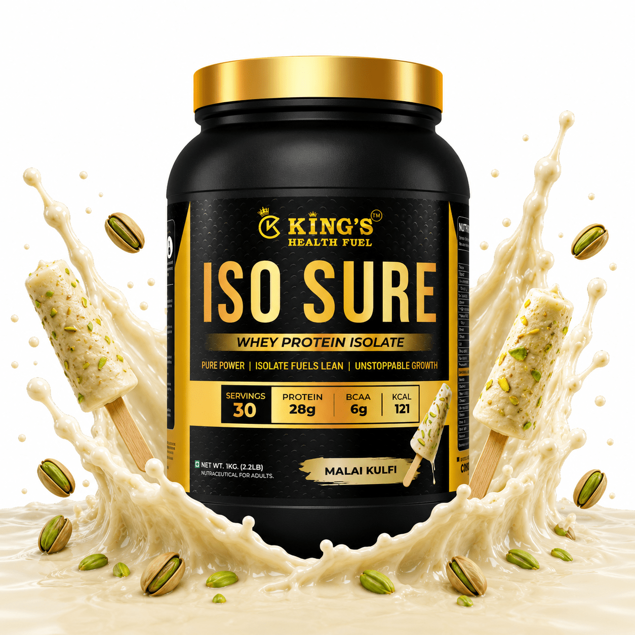Iso Sure Whey Protein Isolate – 28g Pure Protein per Scoop | For Lean Muscle & Cutting | KHF - Kings Health Fuel