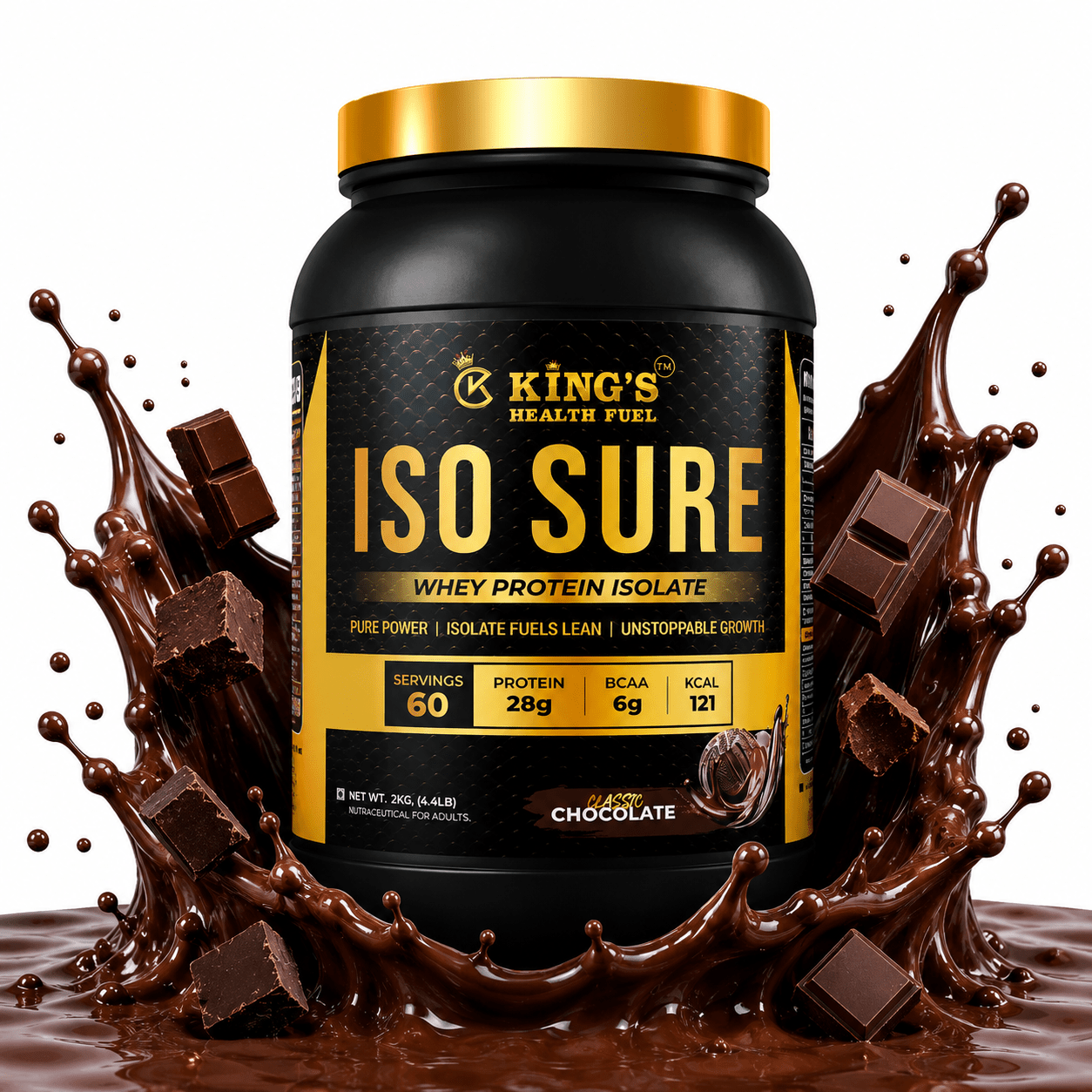 Iso Sure Whey Protein Isolate – 28g Pure Protein per Scoop | For Lean Muscle & Cutting | KHF - Kings Health Fuel