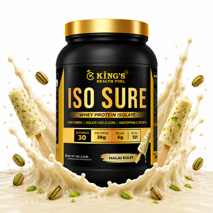 Kings Health Fuel Iso Sure Whey Protein Isolate malai kulfi 1kg front of pack