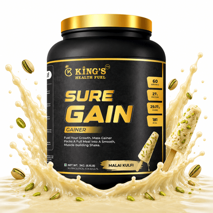 Kings Health Fuel Sure Gain Mass Gainer Malai Kulfi 3kg pack front