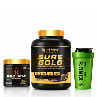 Sure Gold Whey 2kg + Free Pre Workout & Shaker – Big Value Combo Pack | KHF - Kings Health Fuel