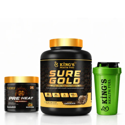 Sure Gold Whey 2kg + Free Pre Workout & Shaker – Big Value Combo Pack | KHF