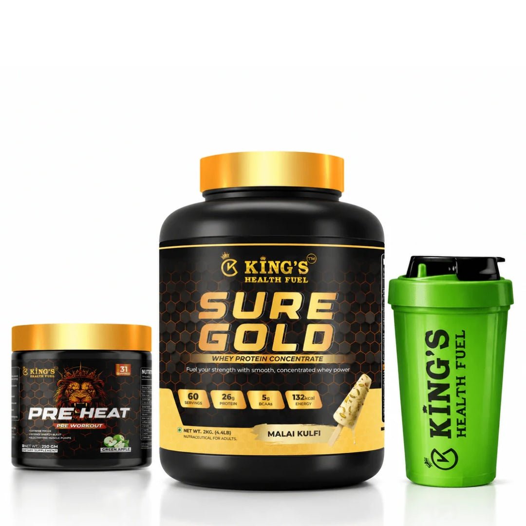 Sure Gold Whey 2kg + Free Pre Workout & Shaker – Big Value Combo Pack | KHF - Kings Health Fuel
