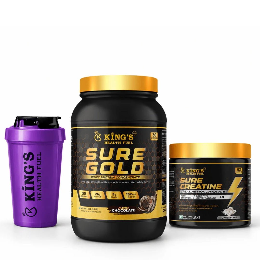 Sure Gold Whey + Free Creatine & Shaker – Premium Whey Combo Pack | KHF - Kings Health Fuel