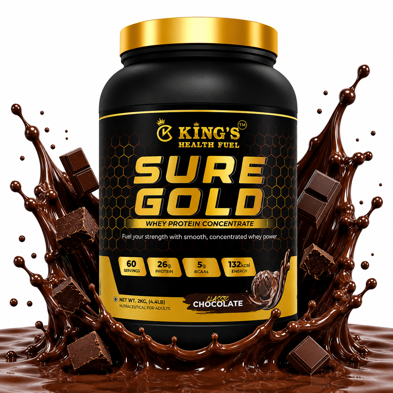 Sure Gold Whey Protein 2kg 26g protein per scoop 
chocolate | premium daily whey |KHF