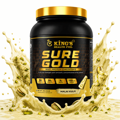 Sure Gold Whey Protein 1kg 26g protein per scoop 
malai kulfi | premium daily whey | KHF