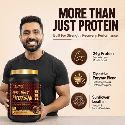 Sure Whey Protein – 24g Protein, BCAA & EAA per Scoop | Daily Whey for Muscle & Recovery | KHF - Kings Health Fuel