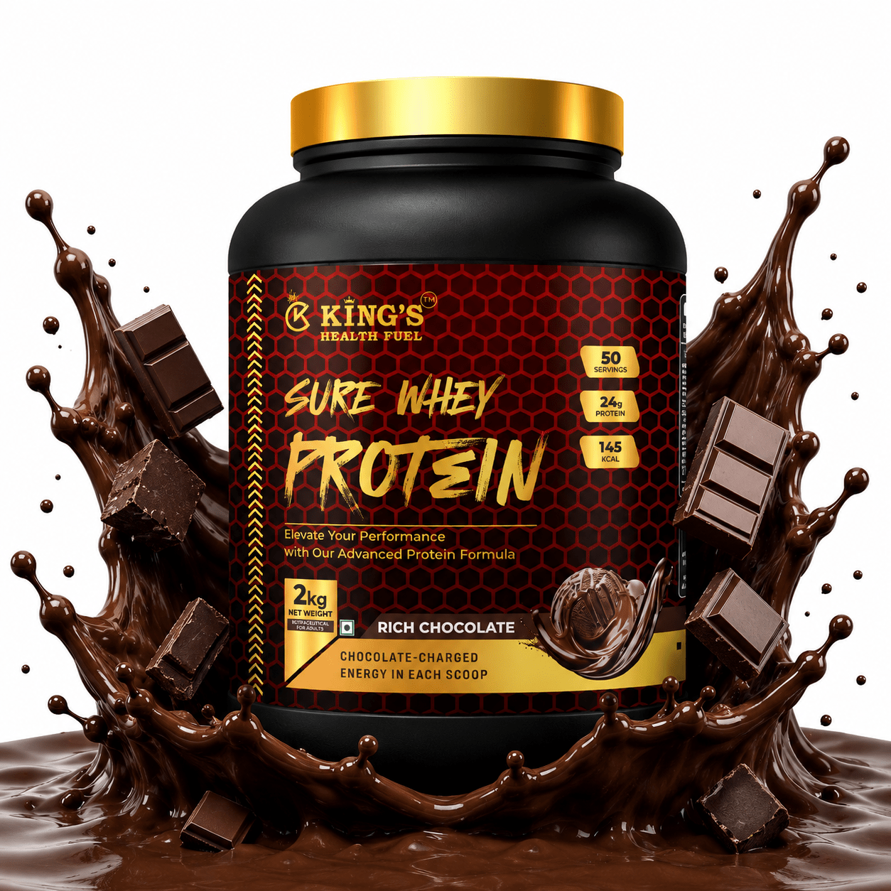 Sure Whey Protein – 24g Protein, BCAA & EAA per Scoop | Daily Whey for Muscle & Recovery | KHF - Kings Health Fuel