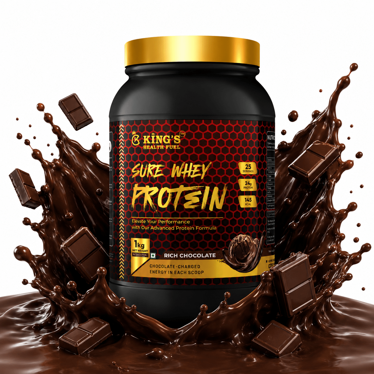 Kings Health Iso Sure Whey Isolate Chocolate 1kg 24g protein per scoop