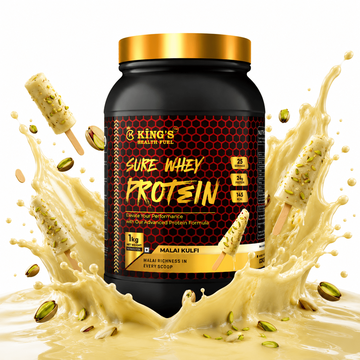 Sure Whey Protein – 24g Protein, BCAA & EAA per Scoop | Daily Whey for Muscle & Recovery | KHF - Kings Health Fuel