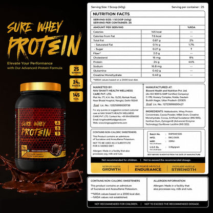 Sure Whey Protein – 24g Protein, BCAA & EAA per Scoop | Daily Whey for Muscle & Recovery | KHF - Kings Health Fuel