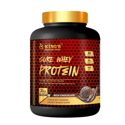 Kings Health Fuel Sure Whey Protein Chocolate 2kg pack front view 24g protein