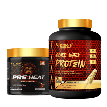 Whey Protein 2kg+ Free Pre Workout 250g – Muscle & Energy Combo Pack | KHF - Kings Health Fuel