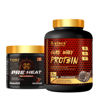 Whey Protein 2kg+ Free Pre Workout 250g – Muscle & Energy Combo Pack | KHF - Kings Health Fuel