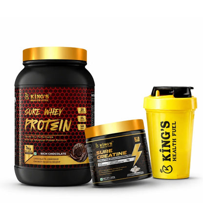 Whey Protein + Free Creatine & Shaker – Complete Beginner Combo Pack | KHF - Kings Health Fuel