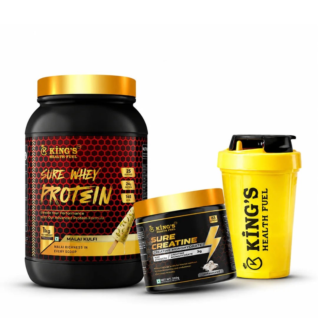 Whey Protein + Free Creatine & Shaker – Complete Beginner Combo Pack | KHF - Kings Health Fuel